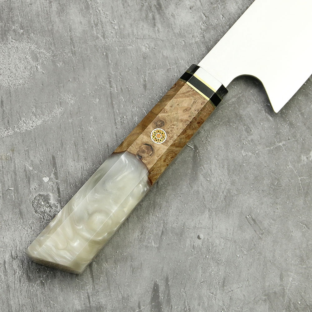 Couteau Kiritsuke Damas 67 Couches — Manche Bois Stabilisé