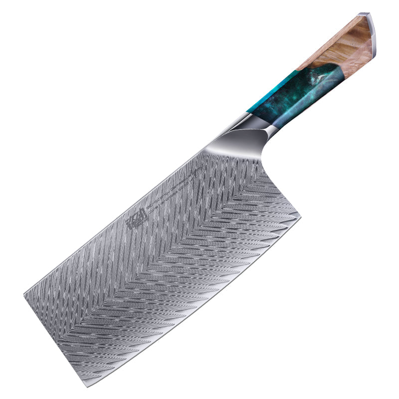 Couteau de Chef Damas — Manche Résine et Bois