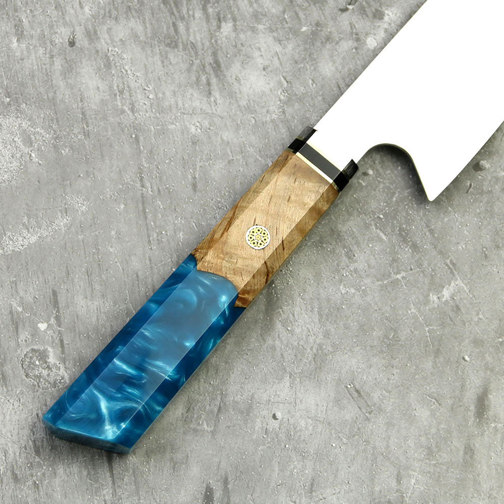 Couteau Kiritsuke Damas 67 Couches — Manche Bois Stabilisé