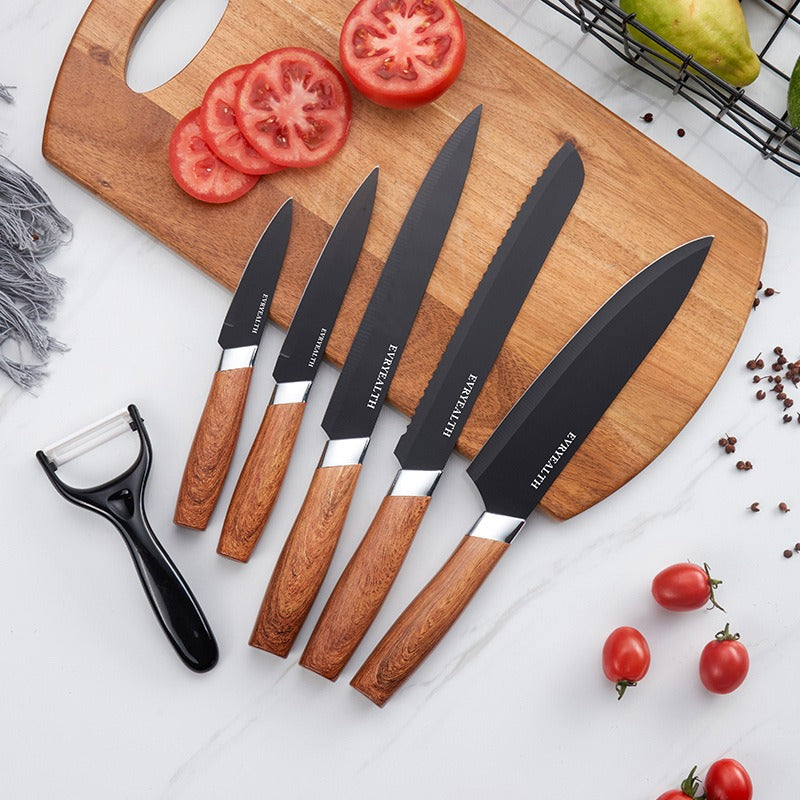 Set de 6 Couteaux — Manche Bois, Coffret Cadeau