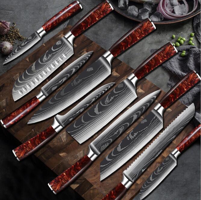 Set de Couteaux de Cuisine — Acier Inoxydable Carbone