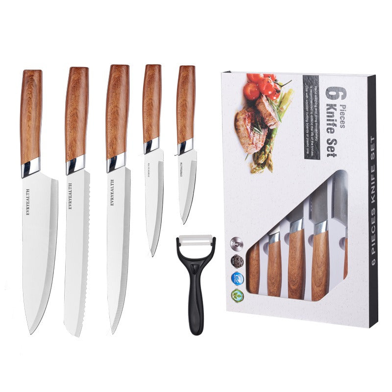 Set de 6 Couteaux — Manche Bois, Coffret Cadeau