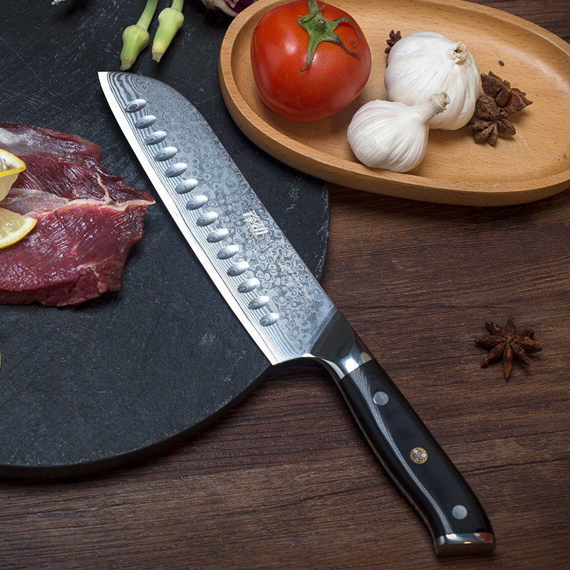 Couteau Santoku Damas — Manche G10