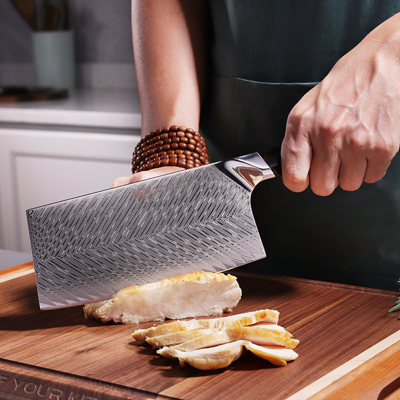 Couteau de Chef Damas — Manche Résine et Bois