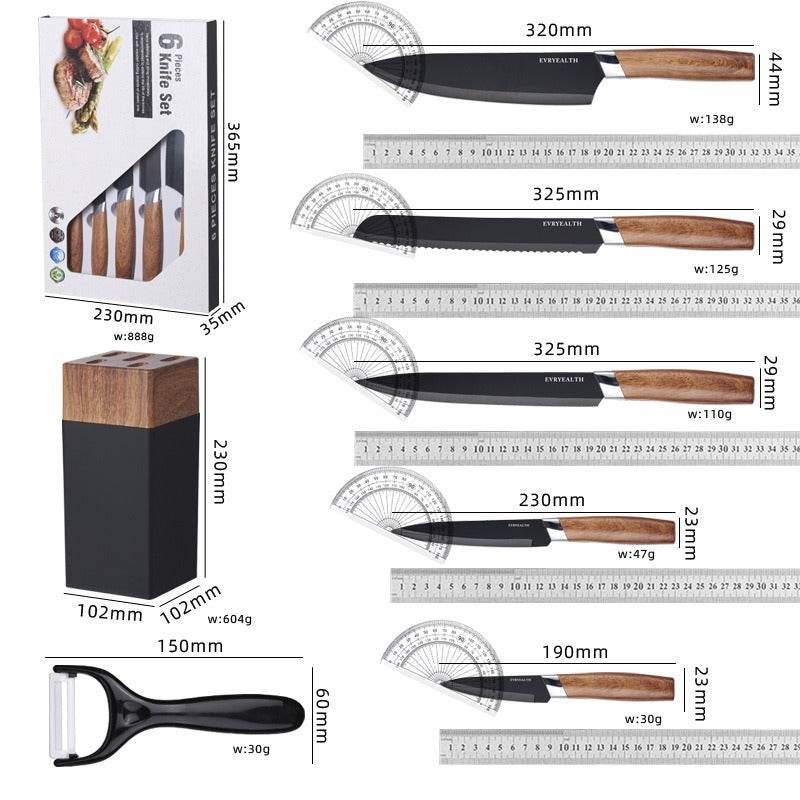 Set de 6 Couteaux — Manche Bois, Coffret Cadeau