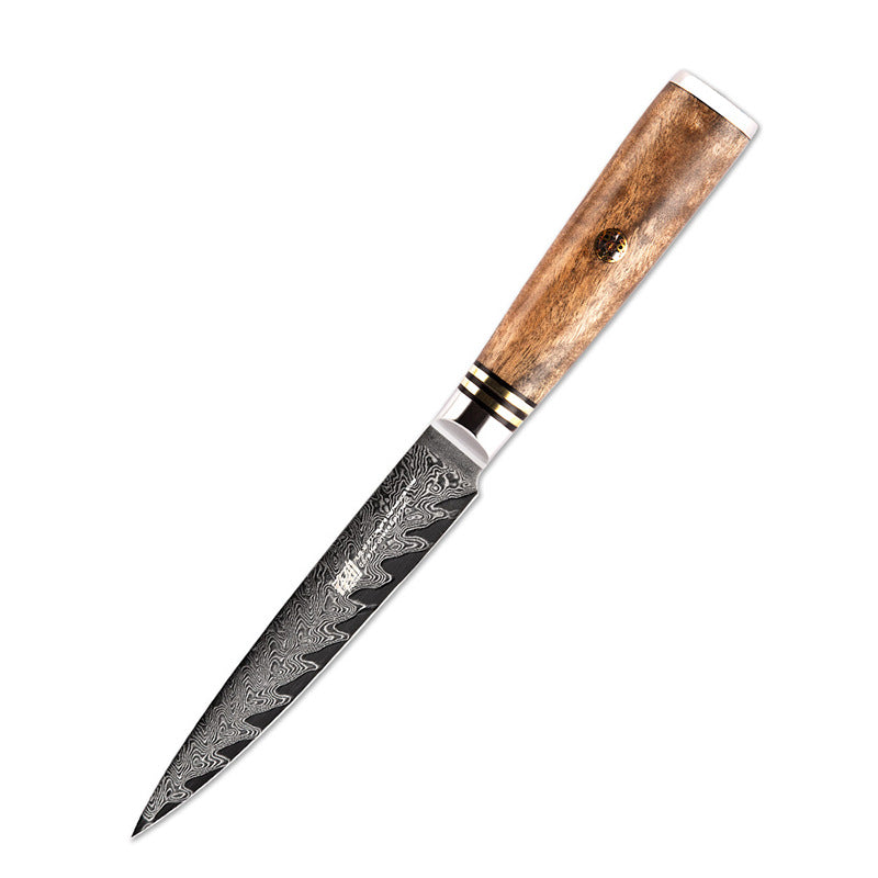 Couteau d'Office Damas AUS10 — Manche Bois Veiné