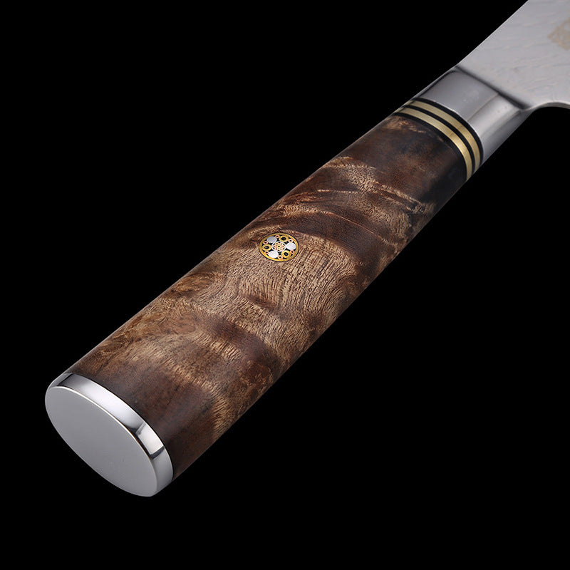 Couteau de Chef Damas AUS10 — Manche Bois Veiné