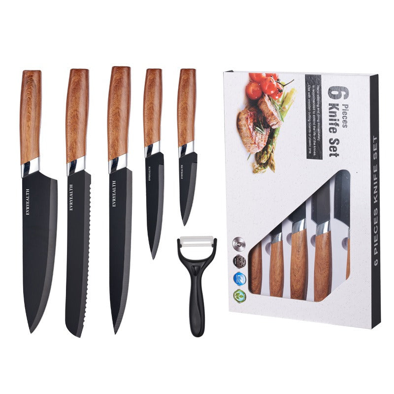Set de 6 Couteaux — Manche Bois, Coffret Cadeau
