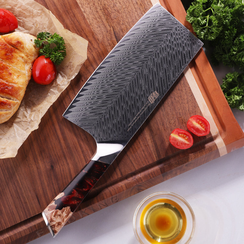 Couteau de Chef Damas — Manche Résine et Bois