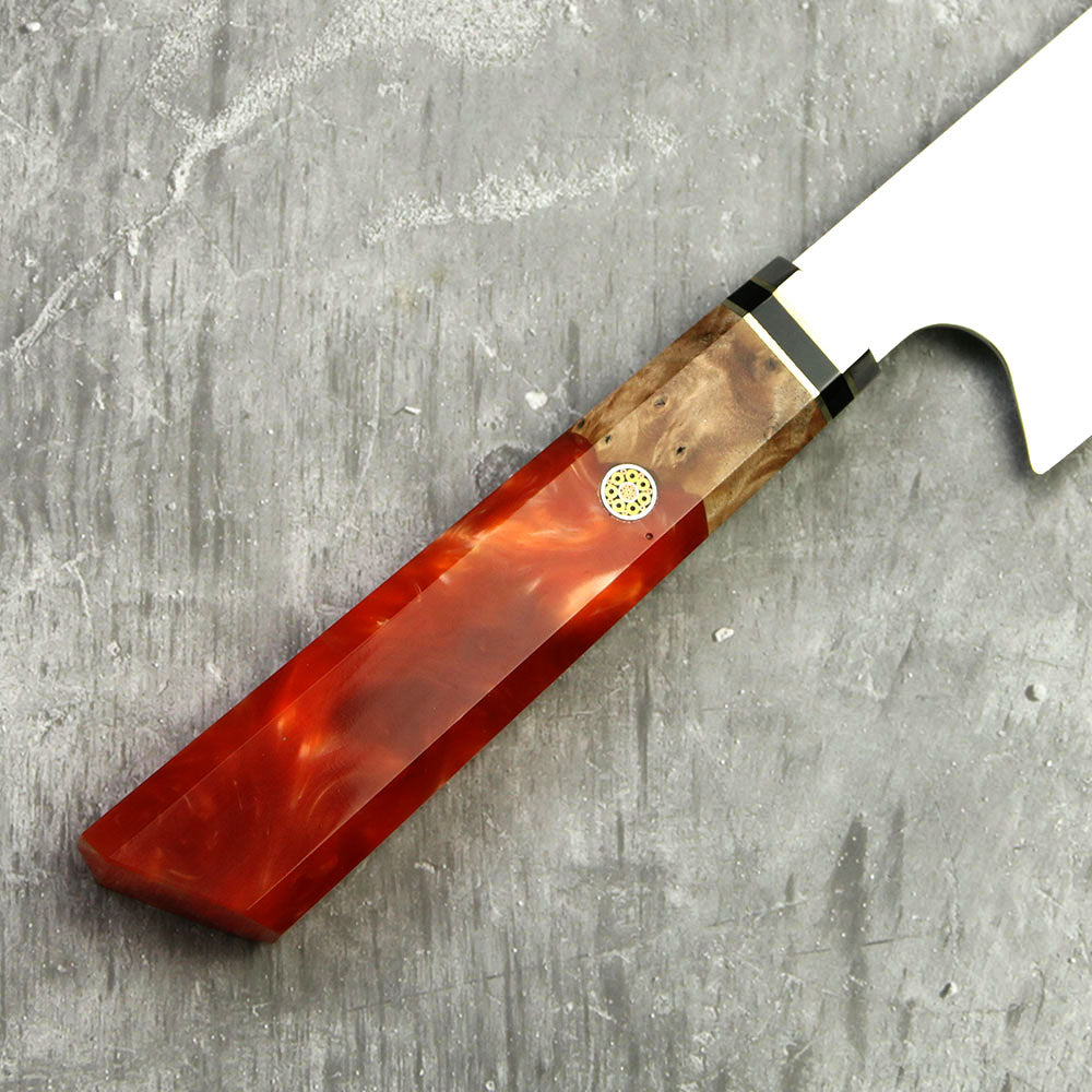 Couteau Kiritsuke Damas 67 Couches — Manche Bois Stabilisé