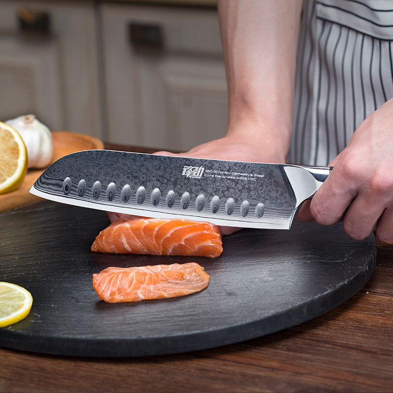 Couteau Santoku Damas — Manche G10
