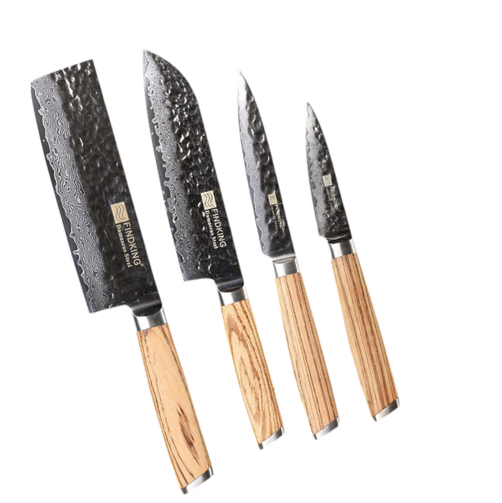 Set de 4 Couteaux Damas — Manche Bois Zébré