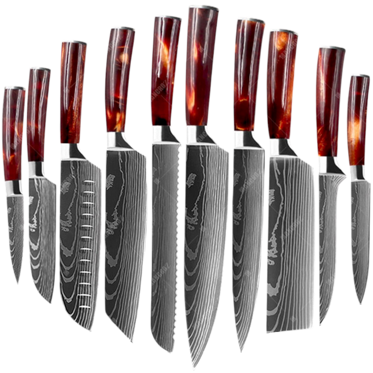 Set de Couteaux — Manche Résine Effet Lave