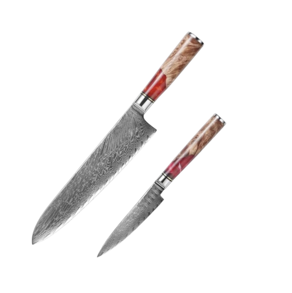 Set de Couteaux VG10 — Manche Résine Rouge