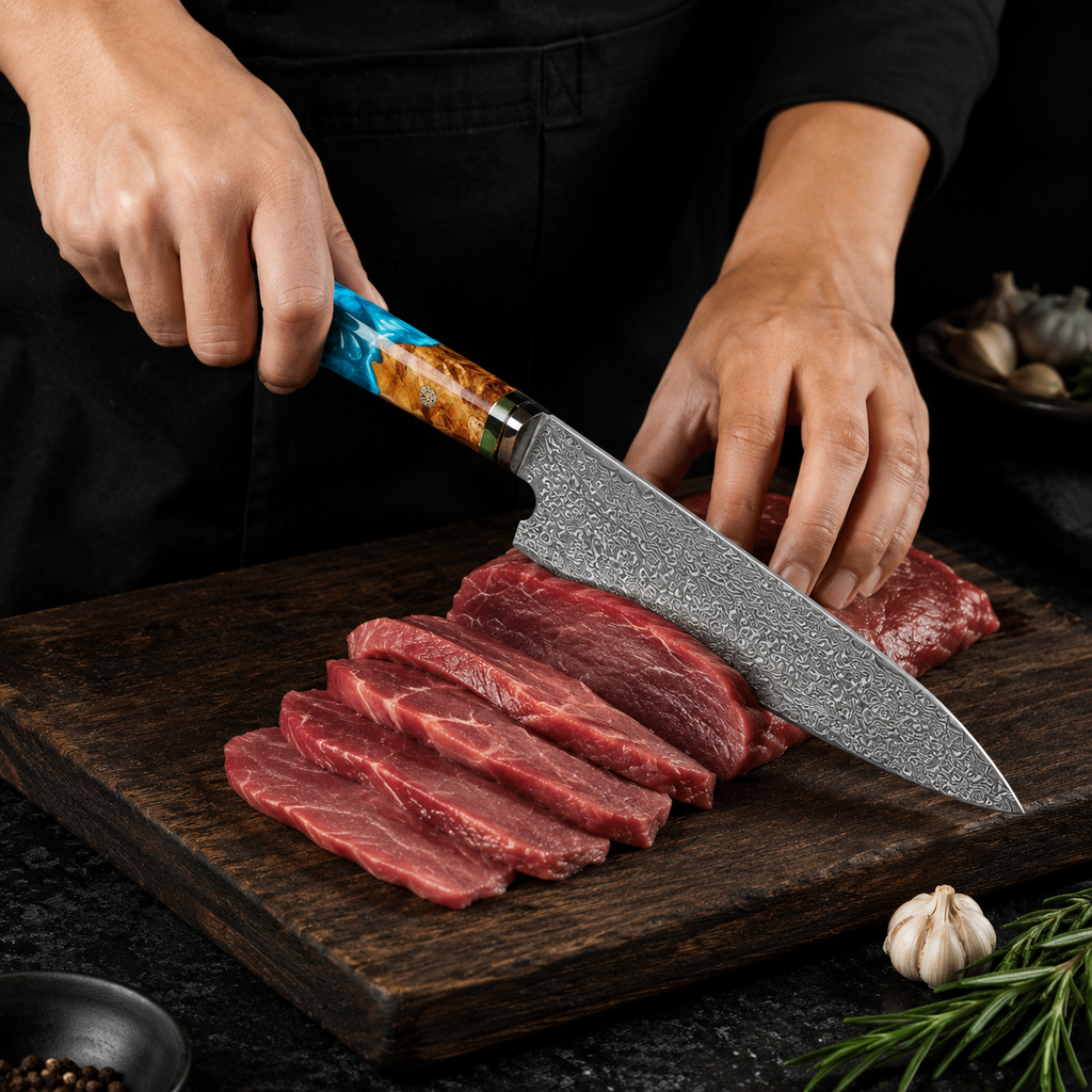 Couteau de Chef Damas VG10 — Manche Bois