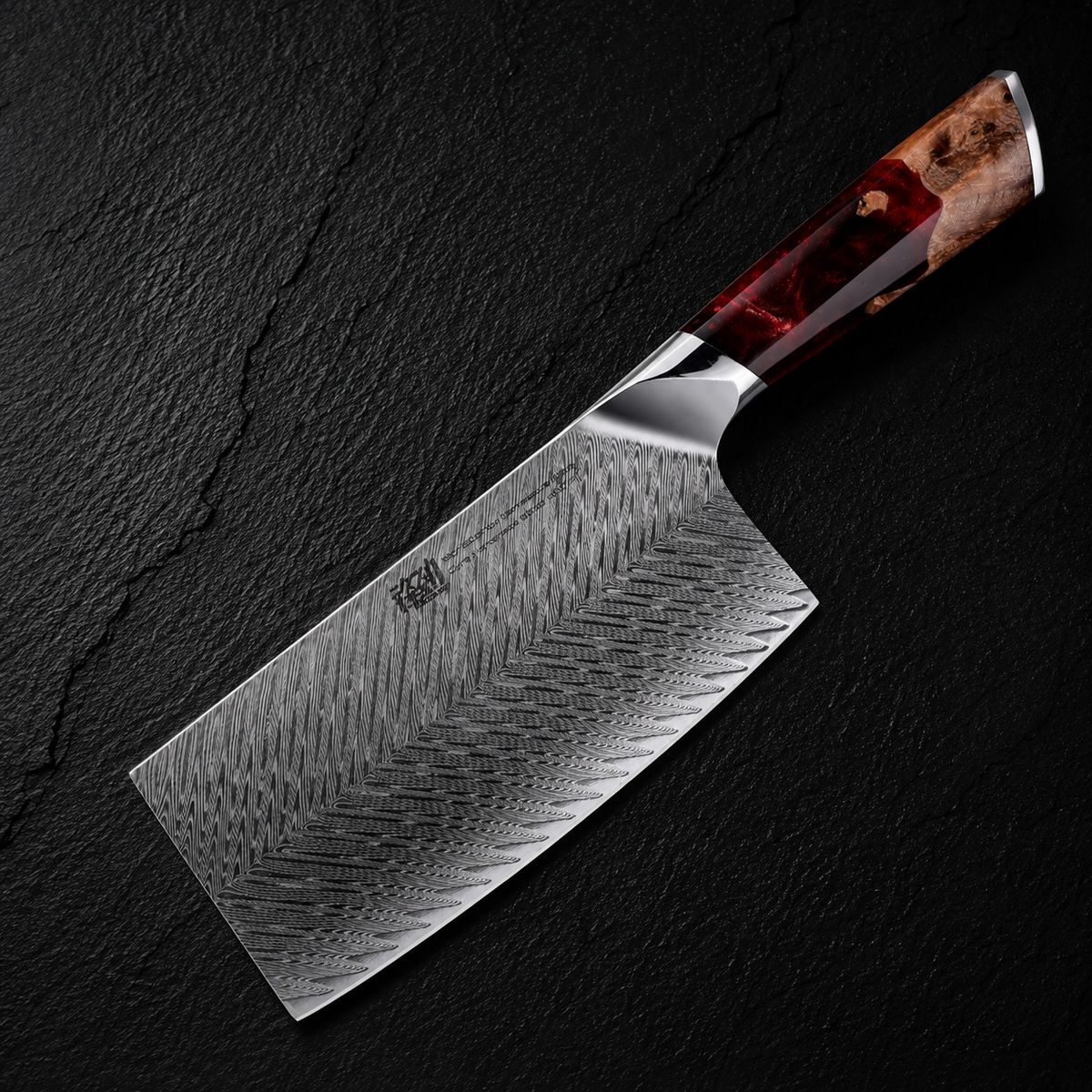 Couteau de Chef Damas — Manche Résine et Bois