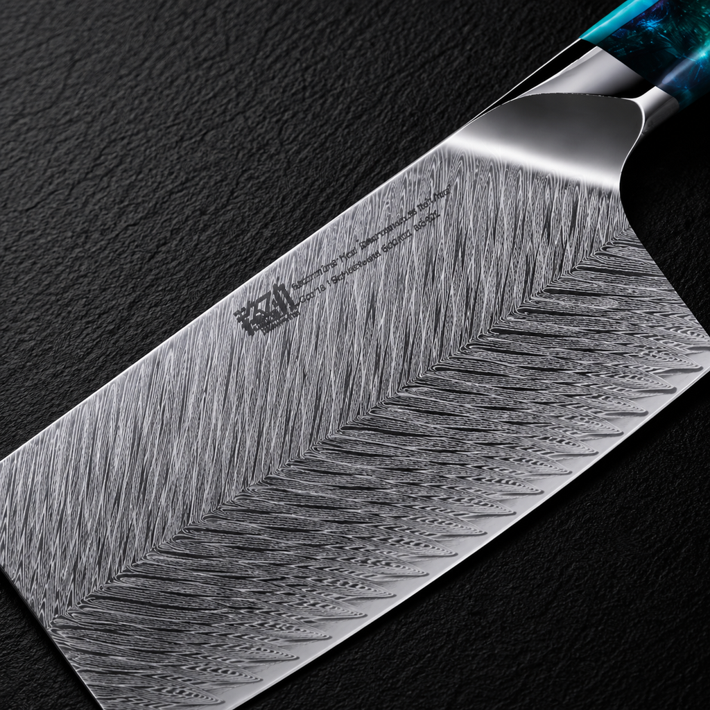 Couteau de Chef Damas — Manche Résine et Bois
