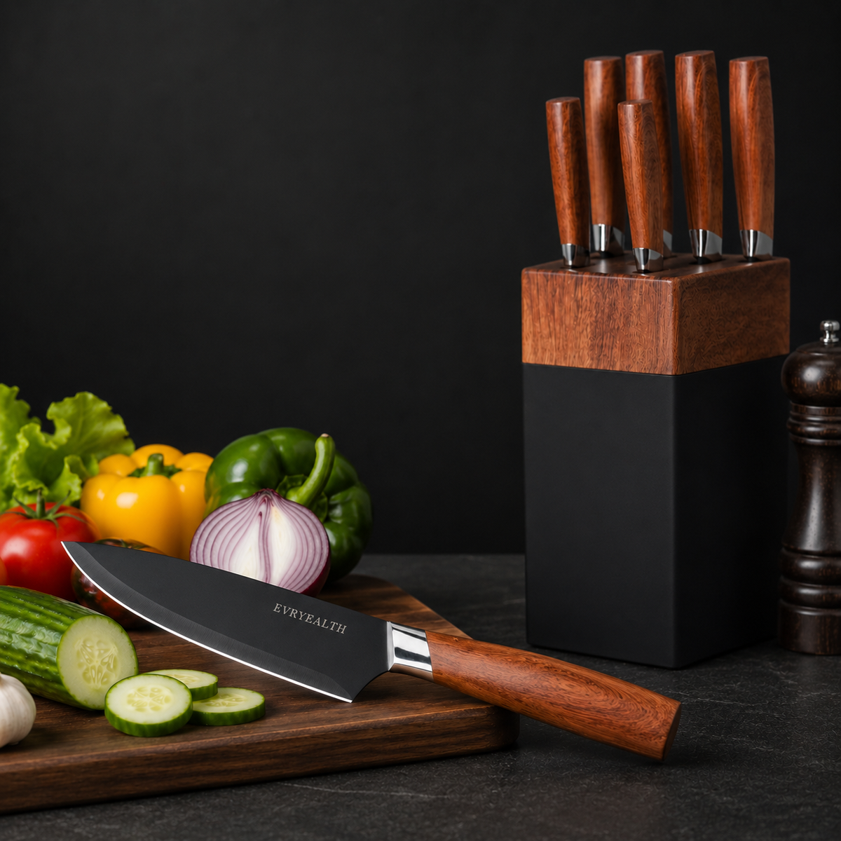 Set de 6 Couteaux — Manche Bois, Coffret Cadeau