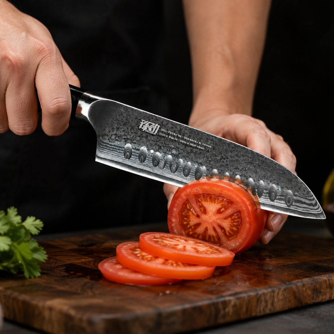 Couteau Santoku Damas — Manche G10