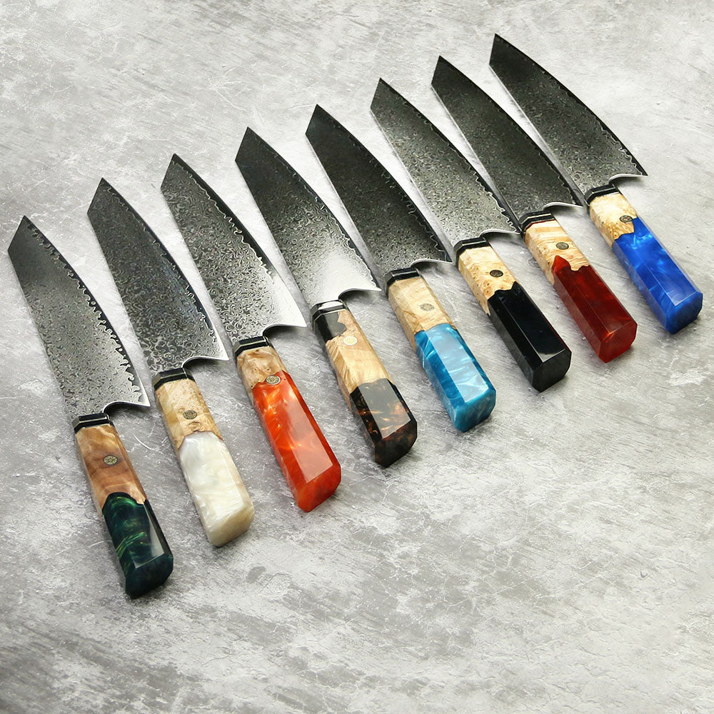 Couteau Kiritsuke Damas 67 Couches — Manche Bois Stabilisé