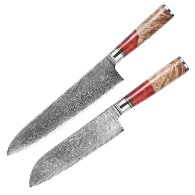 Set de Couteaux VG10 — Manche Résine Rouge