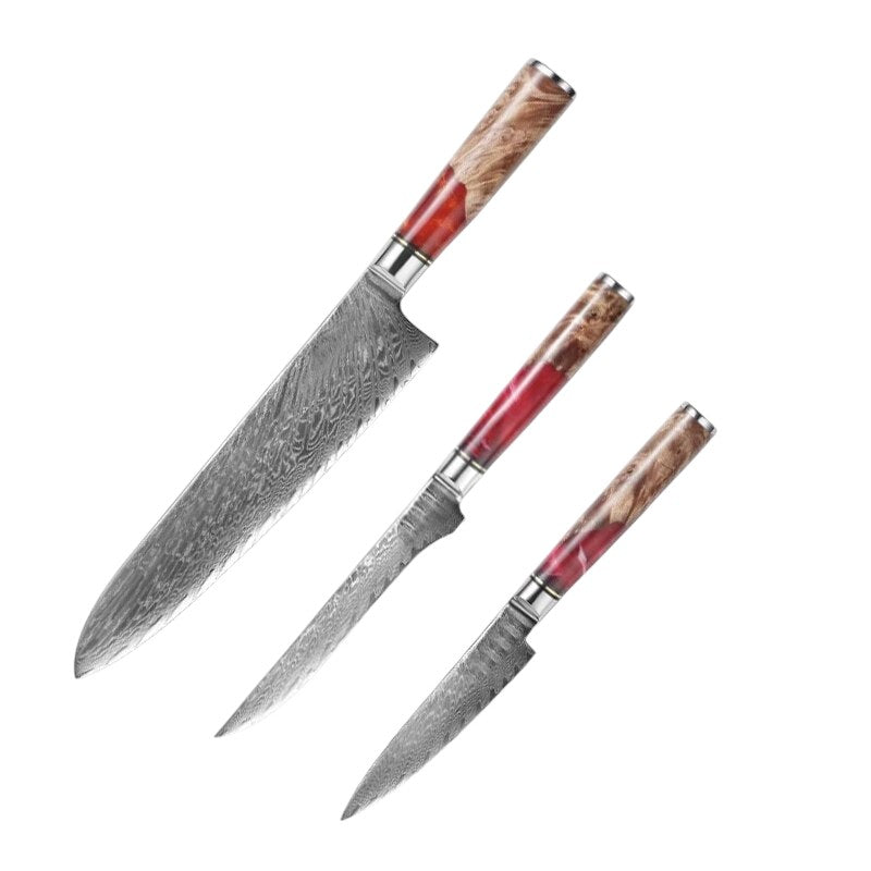 Set de Couteaux VG10 — Manche Résine Rouge