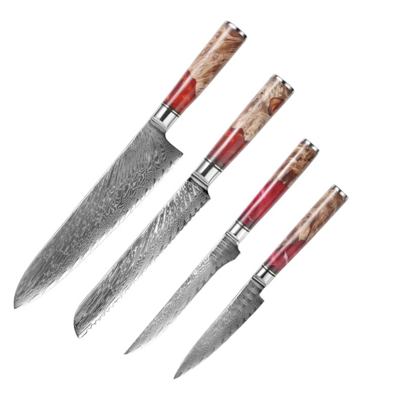 Set de Couteaux VG10 — Manche Résine Rouge