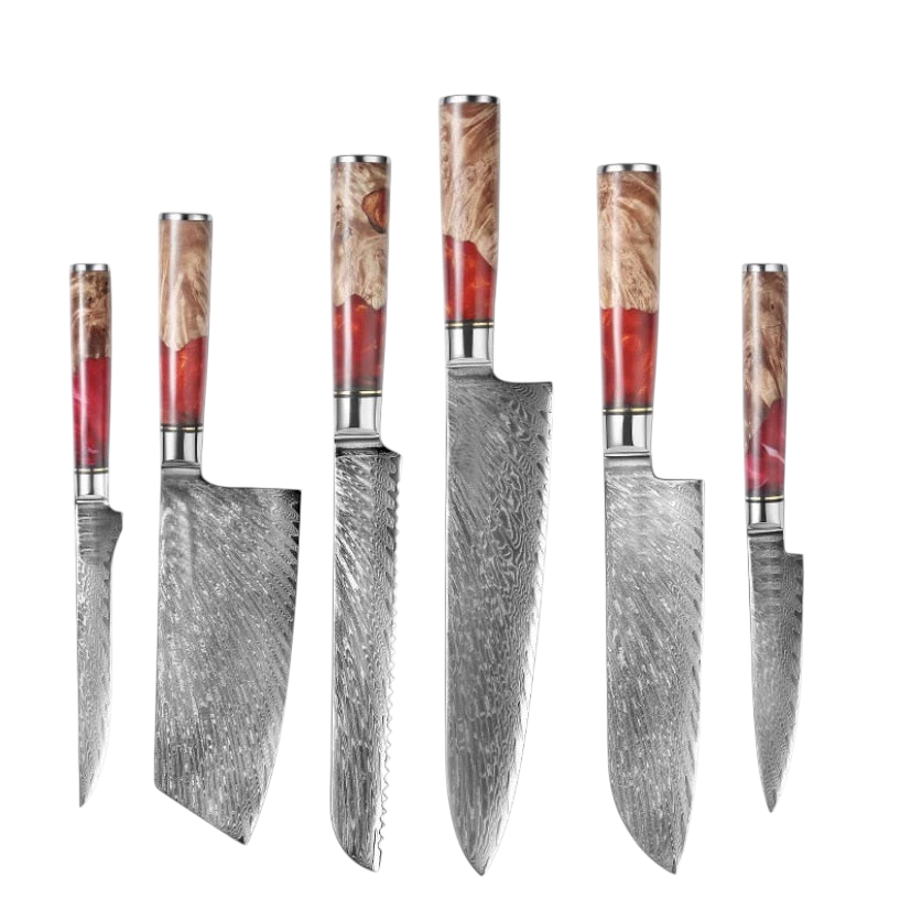 Set de Couteaux VG10 — Manche Résine Rouge